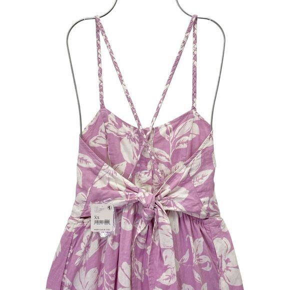 NWT Free People The Perfect Sundress Size XS Pink White Floral Linen Maxi Dress - Picture 5 of 10